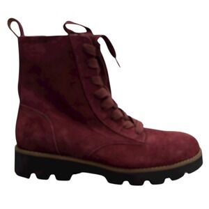 Vionic Size‎ 6 - 37 Dark Red Suede Flat Lace Up Combat Boots